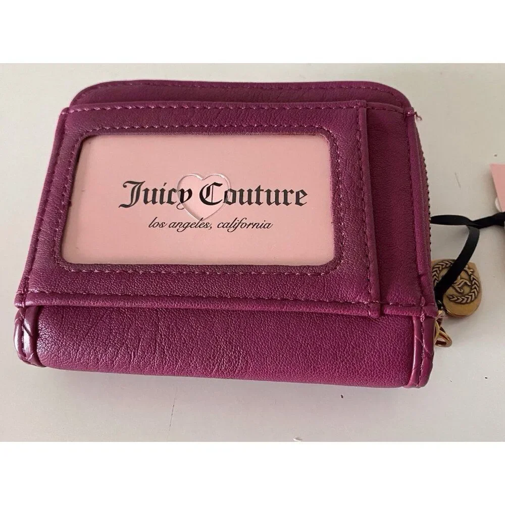 Juicy Couture Juicy Romance Coin Zip Around Wallet Plum Berry NEW‎